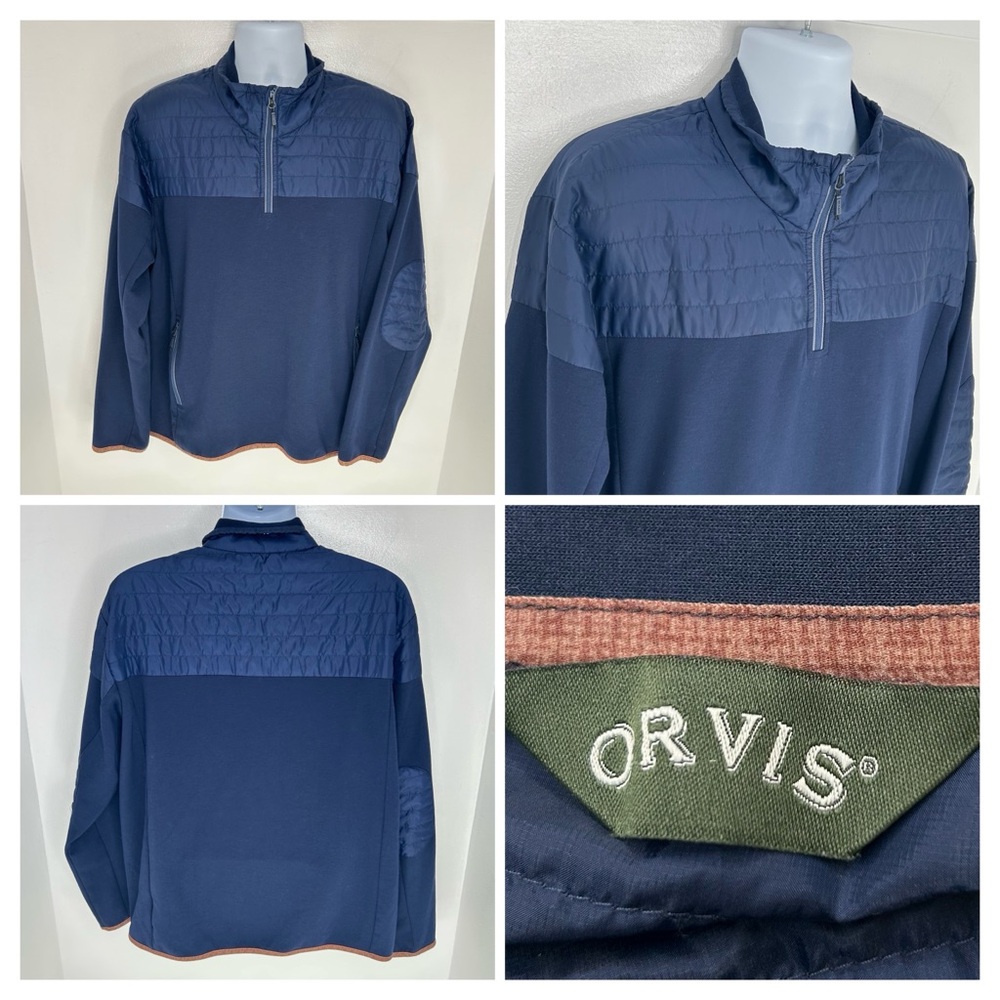 Orvis 1/4 Zip Puffer Fleece Jacket Size XL Navy Pullover Gorpcore Outdoor